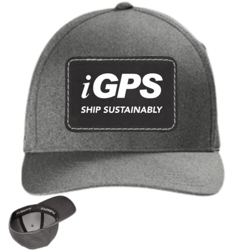 iGPS  - Leather Patch  Flexfit ® Melange Unipanel ™ Cap Gray with Black Patch (limited stock) Thumbnail