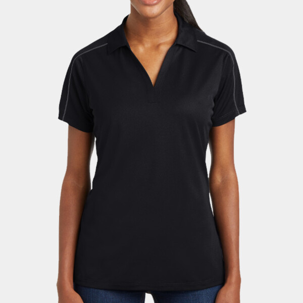 Custom No Minimum Sport-Tek Ladies Micropique Sport Wick Piped Polo LST653 Front View