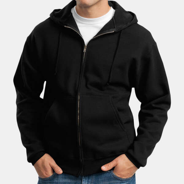 Custom No Minimum Jerzees Super Sweats NuBlend Full Zip Hooded Sweatshirt 4999M Front View