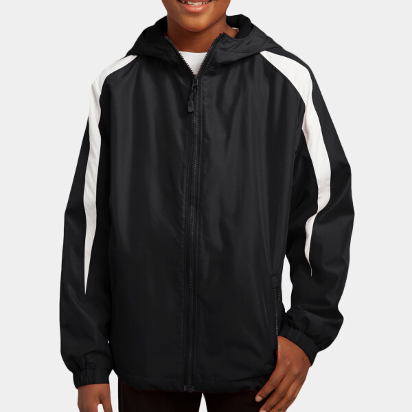 Custom No Minimum Sport-Tek Youth Fleece Lined Colorblock Jacket YST81 Front View