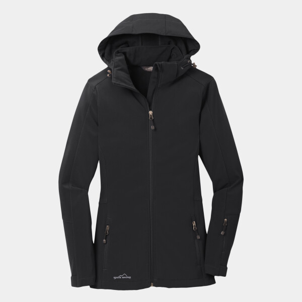 Custom No Minimum Eddie Bauer Ladies Hooded Soft Shell Parka EB537 Front View