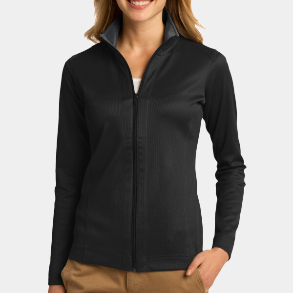 Custom No Minimum Port Authority Ladies Vertical Texture Full Zip Jacket L805 Front View