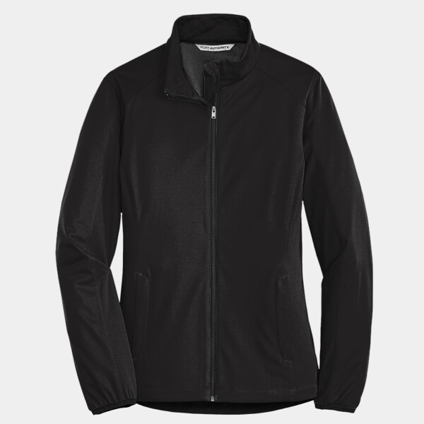 Custom No Minimum Port Authority Ladies Active Soft Shell Jacket L717 Front View