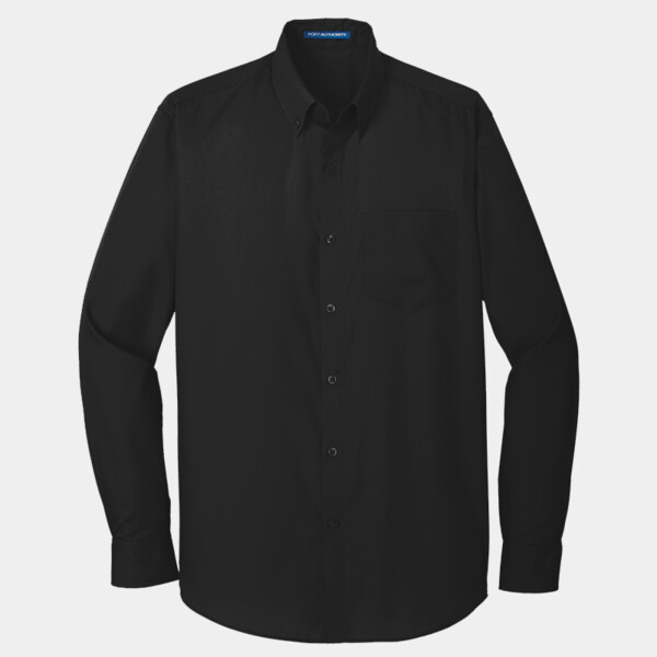 Custom No Minimum Port Authority Tall Long Sleeve Carefree Poplin Shirt TW100 Front View