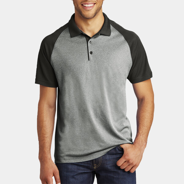 Custom No Minimum Sport-Tek PosiCharge RacerMesh Raglan Heather Block Polo ST641 Front View
