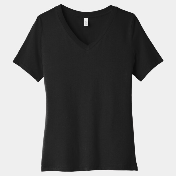 Custom No Minimum Bella Canvas Women's Relaxed Jersey Short Sleeve V-Neck Tee BC6405 Front View