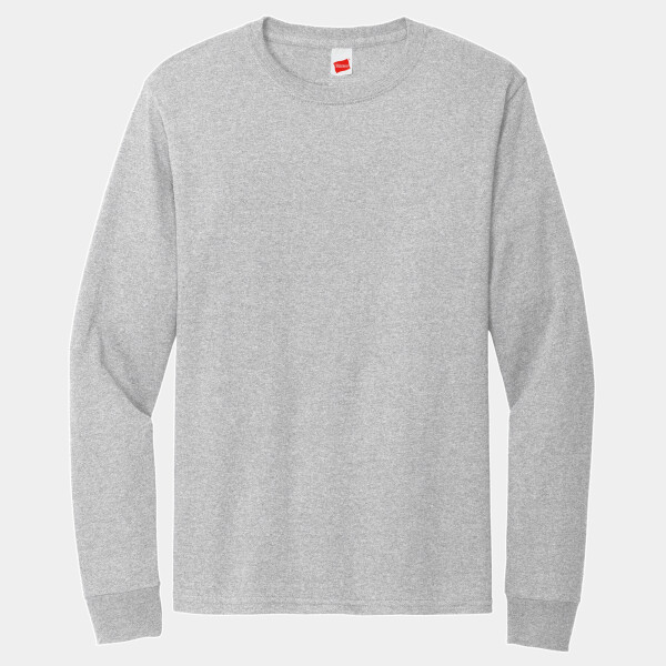 Custom No Minimum Hanes Essential T 100% Cotton Long Sleeve T-Shirt 5286 Front View