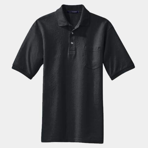 Custom No Minimum Port Authority Heavyweight Cotton Pique Polo with Pocket K420P Front View