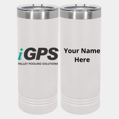 iGPS Personalized  - 20 oz Stainless White Skinny Tumbler with Stainless Straw and Lid Thumbnail