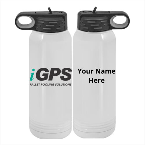 iGPS Personalized  - Custom 30 oz. White Stainless Steel Vacuum Insulated Water Bottle Thumbnail