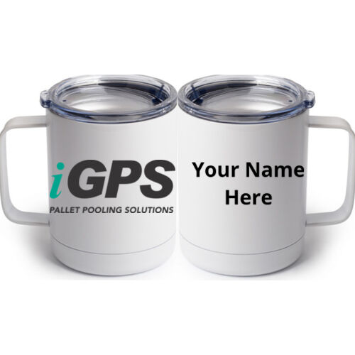iGPS Personalized  - 10 oz White Stainless Steel Coffee Mug Thumbnail