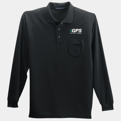 iGPS Embroidered Crest - Long Sleeve Silk Touch™ Polo with Pocket Thumbnail