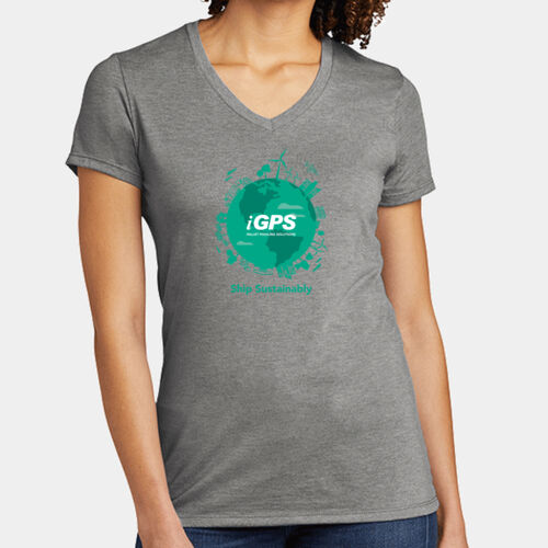 iGPS Earth Ship Sustainably - Women's Tri Blend V Neck Tee Thumbnail