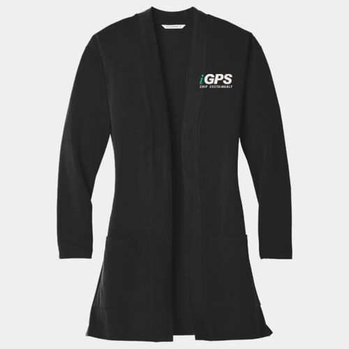 iGPS Embroidered  - Ladies Concept Long Pocket Cardigan Thumbnail