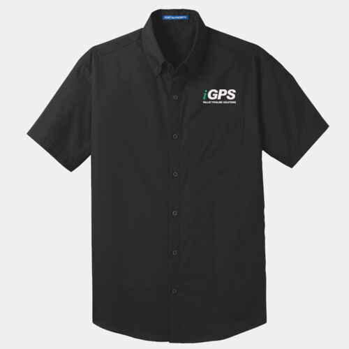 iGPS Embroidered  - Short Sleeve Carefree Poplin Shirt Thumbnail