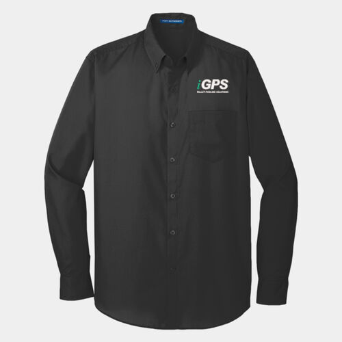 iGPS Embroidered  - Long Sleeve Carefree Poplin Shirt Thumbnail