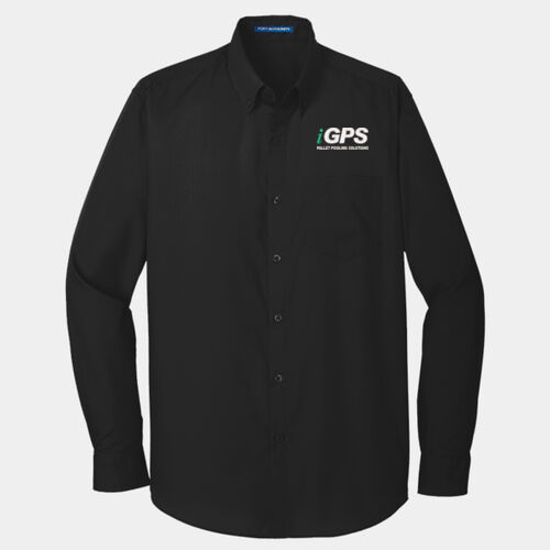 iGPS Embroidered  - Tall Long Sleeve Carefree Poplin Shirt Thumbnail
