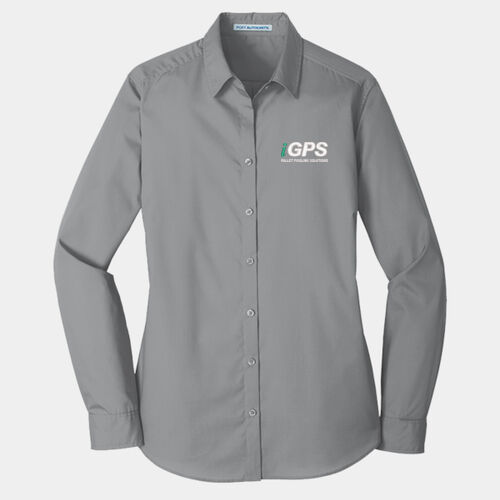 iGPS Embroidered  - Ladies Long Sleeve Carefree Poplin Shirt Thumbnail