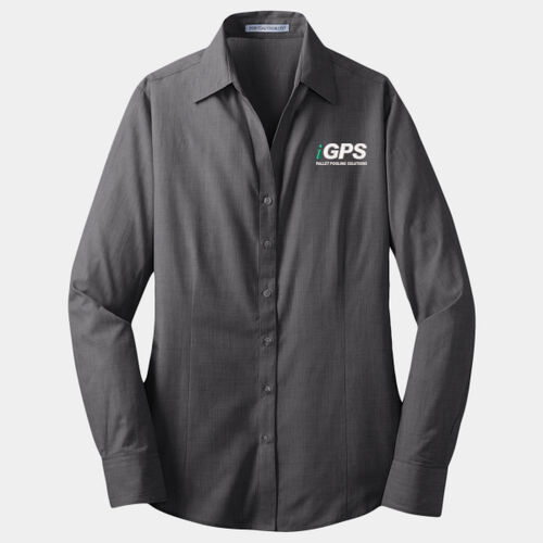 iGPS Embroidered  - Ladies Crosshatch Easy Care Shirt Thumbnail