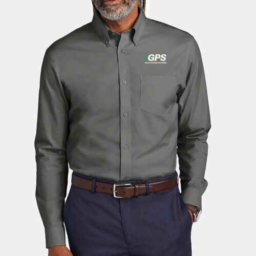 iGPS Embroidered  - Wrinkle Free Stretch Pinpoint Shirt Thumbnail